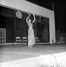 A student performing a dance recital as part of the Entertainment Competition at the annual Literary and Cultural Week