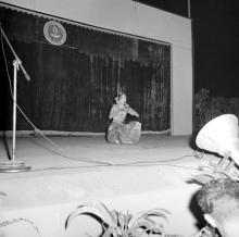 A student performing a dance recital as part of the Entertainment Competition at the annual Literary and Cultural Week