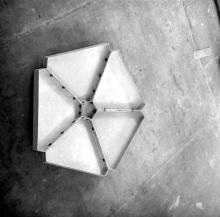 Sub-assembly (inside view) of the geodesic dome that was designed by the FRP Centre