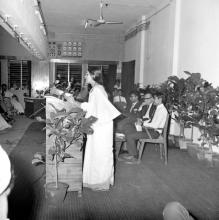 A student participating in the All India Debate at the annual Literary and Cultural Week
