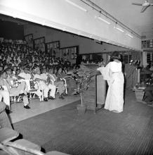 A student participating in the All India Debate at the annual Literary and Cultural Week