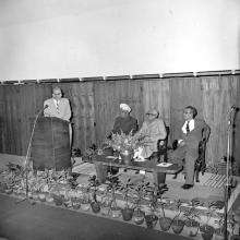 Prof. R. J. H. Bisanz (Chemical Engineering Department) addresses the audience at a formal event held on the occasion of Mr. M. C. Chagla’s (Union Minister for Education)  visit to the Institute