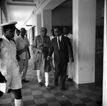 Prof. B. Sengupto (Director) receives Mr. M. C. Chagla (Union Minister for Education, New Delhi) at the Building Sciences Block