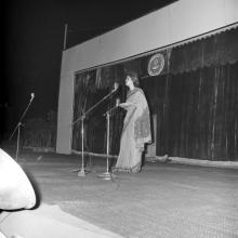 A student performing a musical solo as part of the Entertainment Competition at the annual Literary and Cultural Week