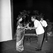 A student receiving a prize at the annual Literary and Cultural Week