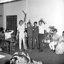 Students participating in an event that appears to be a quiz at the annual Literary and Cultural Week