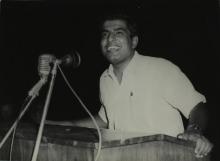 Pritam Lal Kapur addressing the audience at the first Inter-Collegiate Sports Meet, 1964