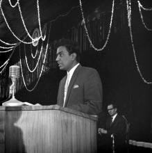 Prof. R. Natarajan addresses the audience at the foundation stone laying ceremony, 1962