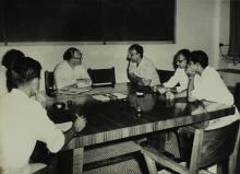Dr. K. Gerke in discussion with Prof. E. G. Ramachandran and other faculty/staff members at IIT Madras