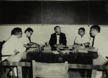 Dr. K. Gerke in discussion with Prof. Rouve, Prof. P. C. Varghese and other faculty/staff members at IIT Madras