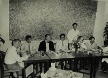 Dr. K. Gerke in conversation with faculty members of IIT Madras at dinner