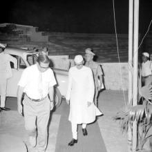 Mr. K. K. Shah arrives at the Open Air Theatre, 1974