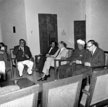 (From Left) Prof. A. Ramachandran (second from left), Dr. Karl Pfauter, and Prof A. L. Mudaliar among others at the guest house