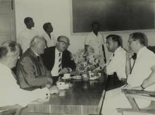 A sub-committee of the Federal German Parliament in conversation with the faculty and staff members of IIT Madras over refreshments