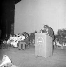 A student addresses the audience, 1974