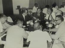 A sub-committee of the Federal German Parliament in conversation with faculty and staff members of IIT Madras over refreshments