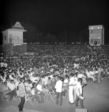 The Open Air Theatre packed with an eager audience, 1974