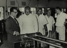 Prof. B. Sengupto and Mr. V. R. Nedunchezhian discuss equipment