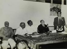 Prof. B. Sengupto addresses the audience at an event that is yet to be identified