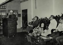 Dr. A. L. Mudaliar addresses the audience at the launch of the 'Journal of Mathematics and Physical Sciences' 