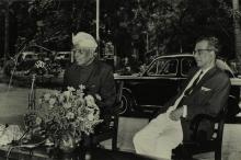 Dr. A. L. Mudaliar and Prof. B. Sengupto on the dais at the inauguration of the Central Library building