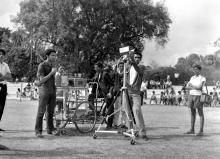 Operating a camera at the Eighth Inter-IIT Sports Meet, 1970