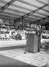 Prof. A. Ramachandran addresses the audience at the Eighth Inter-IIT Sports Meet, 1970