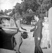 The Director receives the chief guest at the Eighth Inter-IIT Sports Meet, IIT Madras, 1970