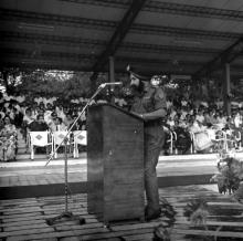 Major General Prakash Singh Grewal declares the Eighth Inter-IIT Sports Meet open, 1970