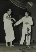 Prof. N. V. C. Swamy and Prof. Y. R. Nagaraja perform a skit for the audience at the Third Institute Day