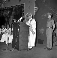 The chief guest,  Dr. V. V. Giri, addresses the audience at the seventh convocation ceremony