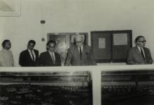 Prof. B. Sengupto showing a 3D Model of the Institute to His Excellency Baron Dietrich von Mirbach, 1967