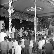 A student receives her degree from Prof. A. Ramachandran 