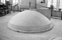 A plaster of paris mould for an FRP microwave antenna of diameter 1.2 meters (probably) made at the FRP Centre