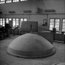A plaster of paris mould for an FRP microwave antenna of diameter 1.2 meters (probably) made at the FRP Centre