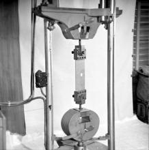 The tensile strength of an FRP specimen being determined at the FRP Centre