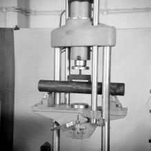 An FRP specimen is put under a test to determine its mechanical strength at the FRP Centre