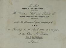 Invitation to the farewell ceremony for Mr. R. Natarajan