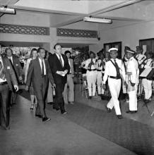 Prof. R. G. Narayanamurthi escorts Dr. Hans-Dietrich Genscher