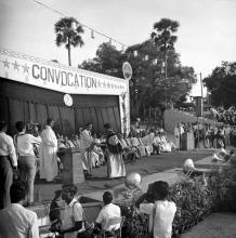 A Ph.D. scholar receives his degree from Prof. A. Ramachandran, 1971