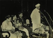 Dr. A. L. Mudaliar addresses the gathering at Mr. R. Natarajan’s farewell ceremony