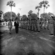 The chief guest of the eighth convocation, Prof. M. G. K. Menon, inspects the guard of honour