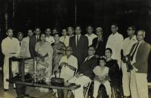 Guests at Mr. R. Natarajan’s farewell ceremony pose for a photograph 