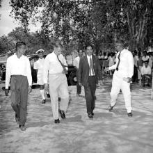 Mr. H. V. R. Iengar is escorted by Prof. A. Ramachandran