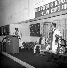 Prof. S. Sampath addressing the audience at the Special Convocation, 1973 