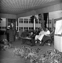Prof. Gerhard Rouve addresses the audience, 1970