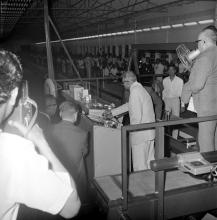 Dr. K. L. Rao taking a look at equipment at the Hydraulics Laboratory, 1970