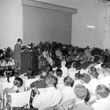 Dr. Bindseil addresses the audience at Dr. A. L. Mudaliar’s farewell function
