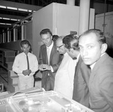 Prof. Gerhard Rouve explaining some points to Dr. K. L. Rao and Prof. A. Ramachandran, 1970