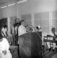 Dr. K. L. Rao addresses the audience at the inauguration function of the Hydraulics Laboratory, 1970